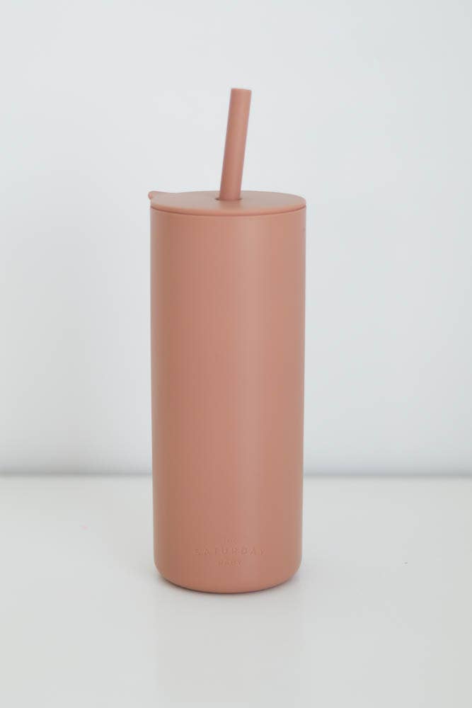 Saturday Baby Adult Silicone Straw Cup- Coral