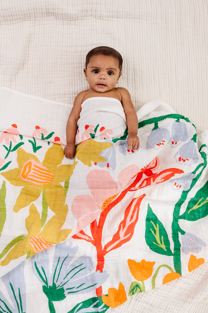 Cottage Garden Swaddle Blanket