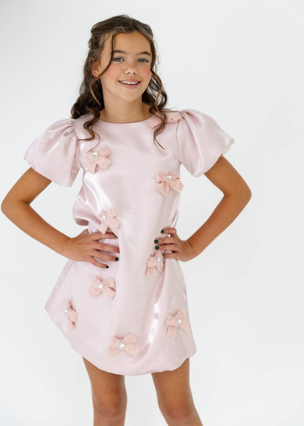 Lola and the Boys Angelina Satin Bow Dress