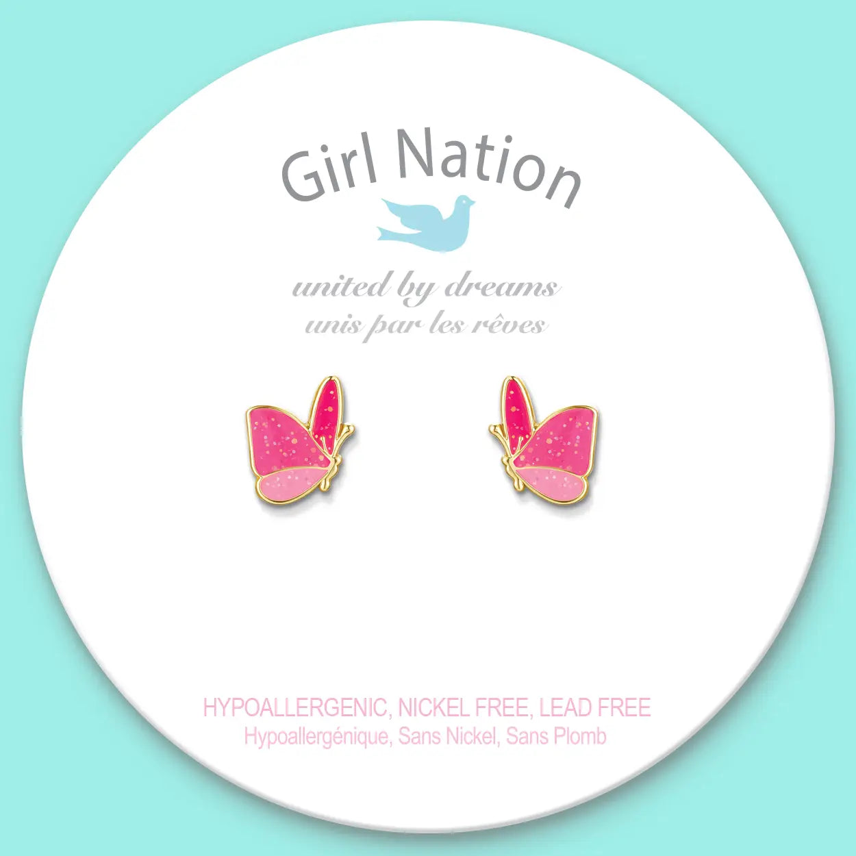 GLITTER BUTTERFLY STUD EARRINGS