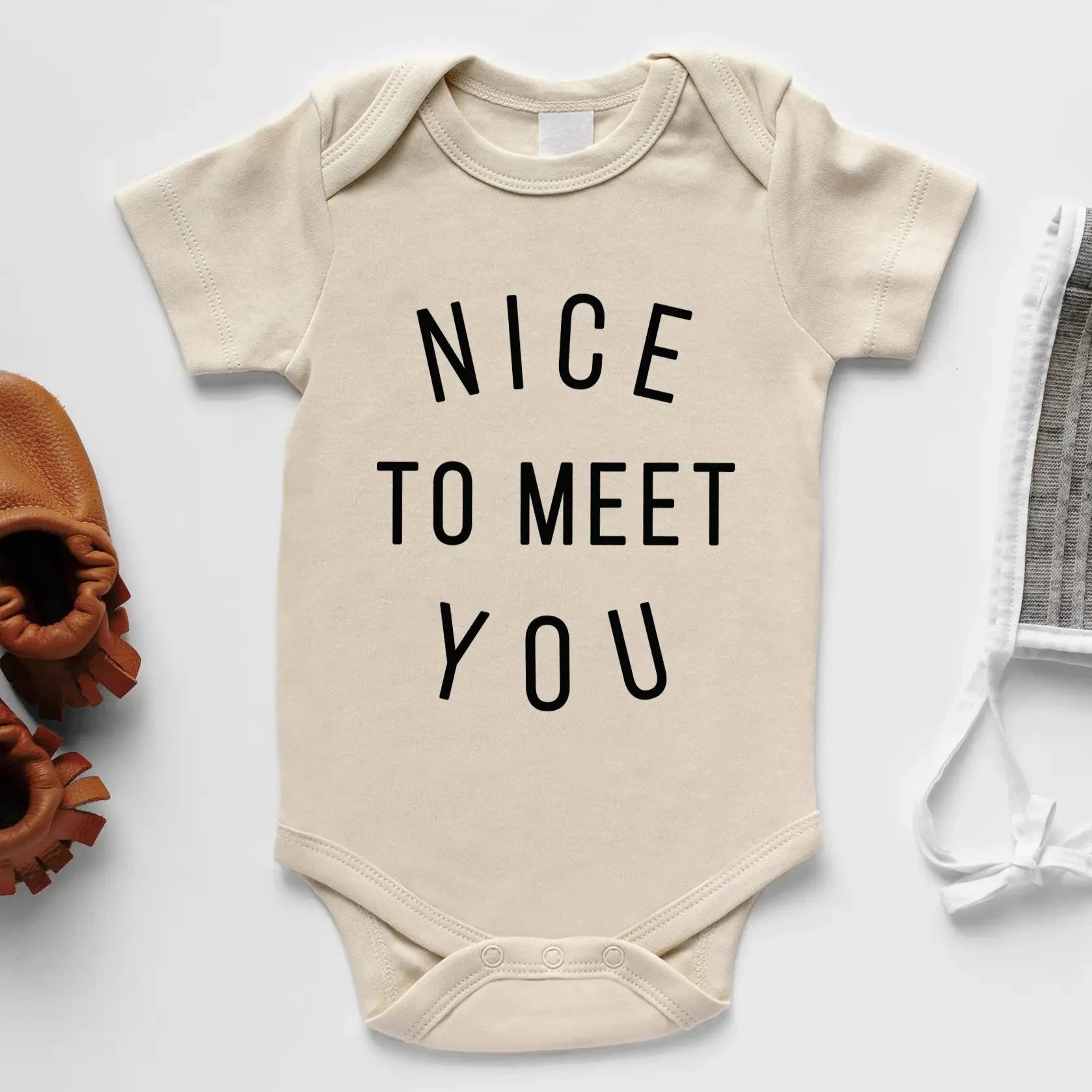 NICE TO MEET YOU ORGANIC ONESIE