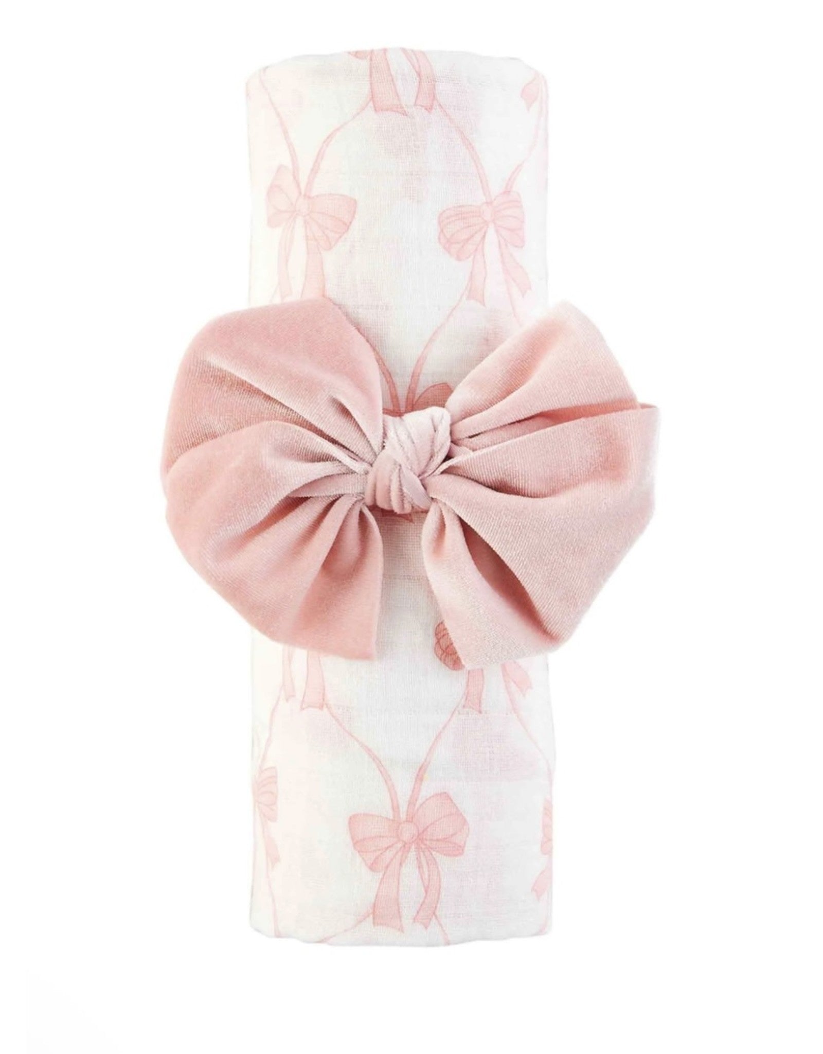 SWADDLE AND VELVET BOW HEADBAND SET