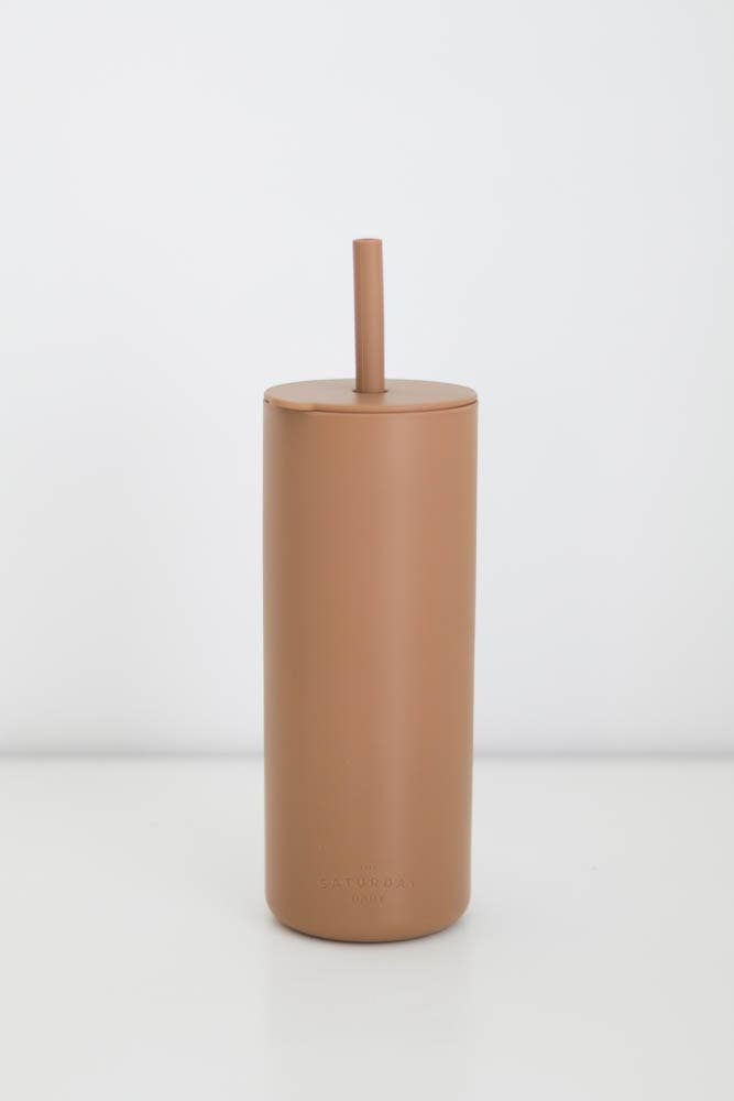Saturday Baby Adult Silicone Straw Cup - mocha