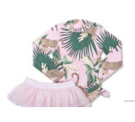 Shade Critters Long Sleeve Swim Suit Leopard with Pink Tutu