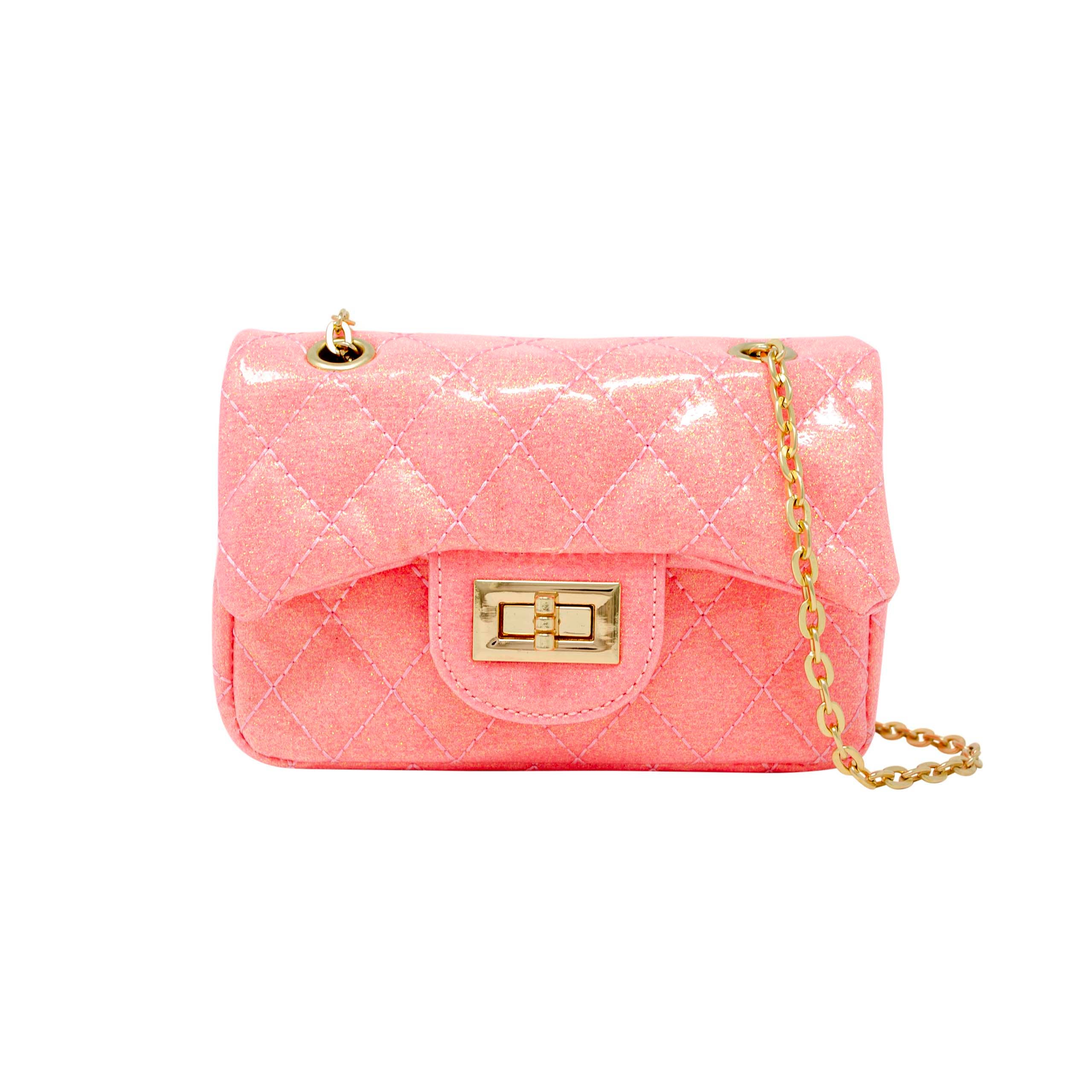 Classic Quilted Sparkle Mini Purse: Pink Lemonade