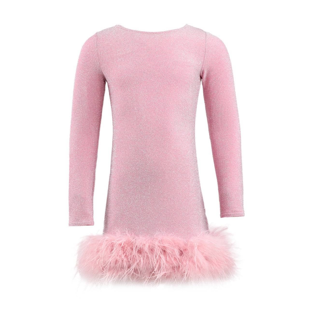 Lola & The Boys Pink Shimmer Feather Dress