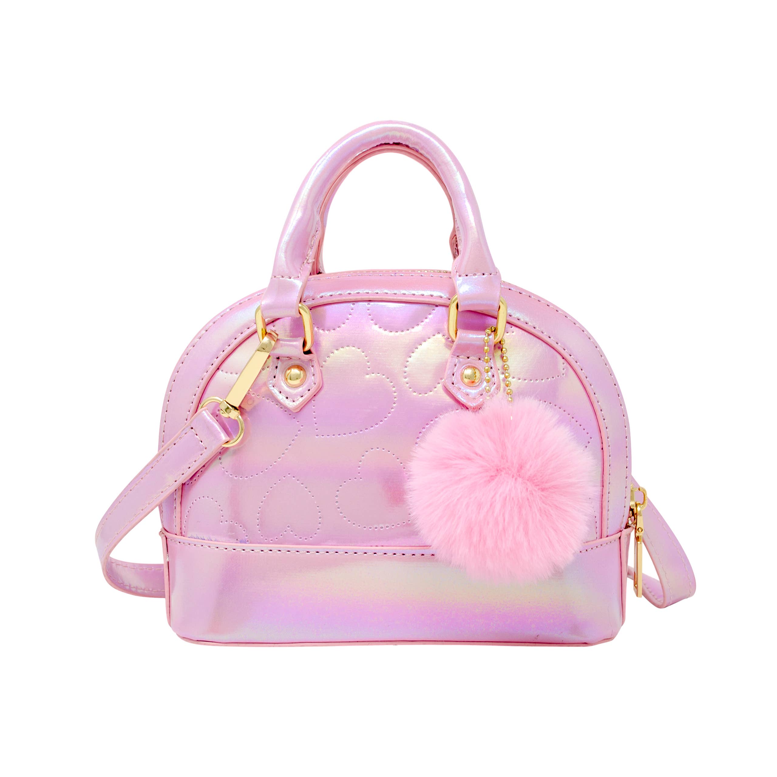 Shiny Dotted Heart Moon Handbag pink