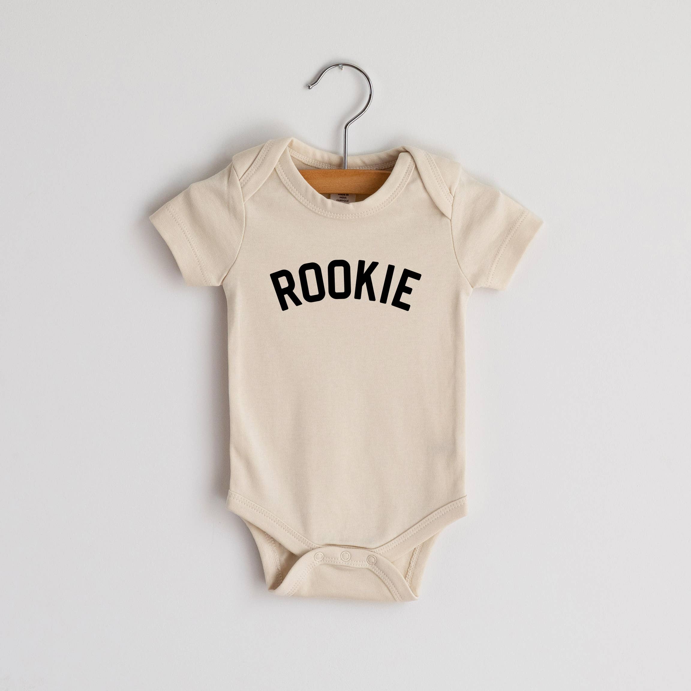 Rookie Modern Organic Baby Bodysuit • Cream Outfit