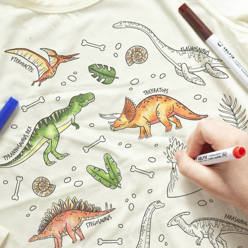 Selfie Craft Dinosaur Color In Top