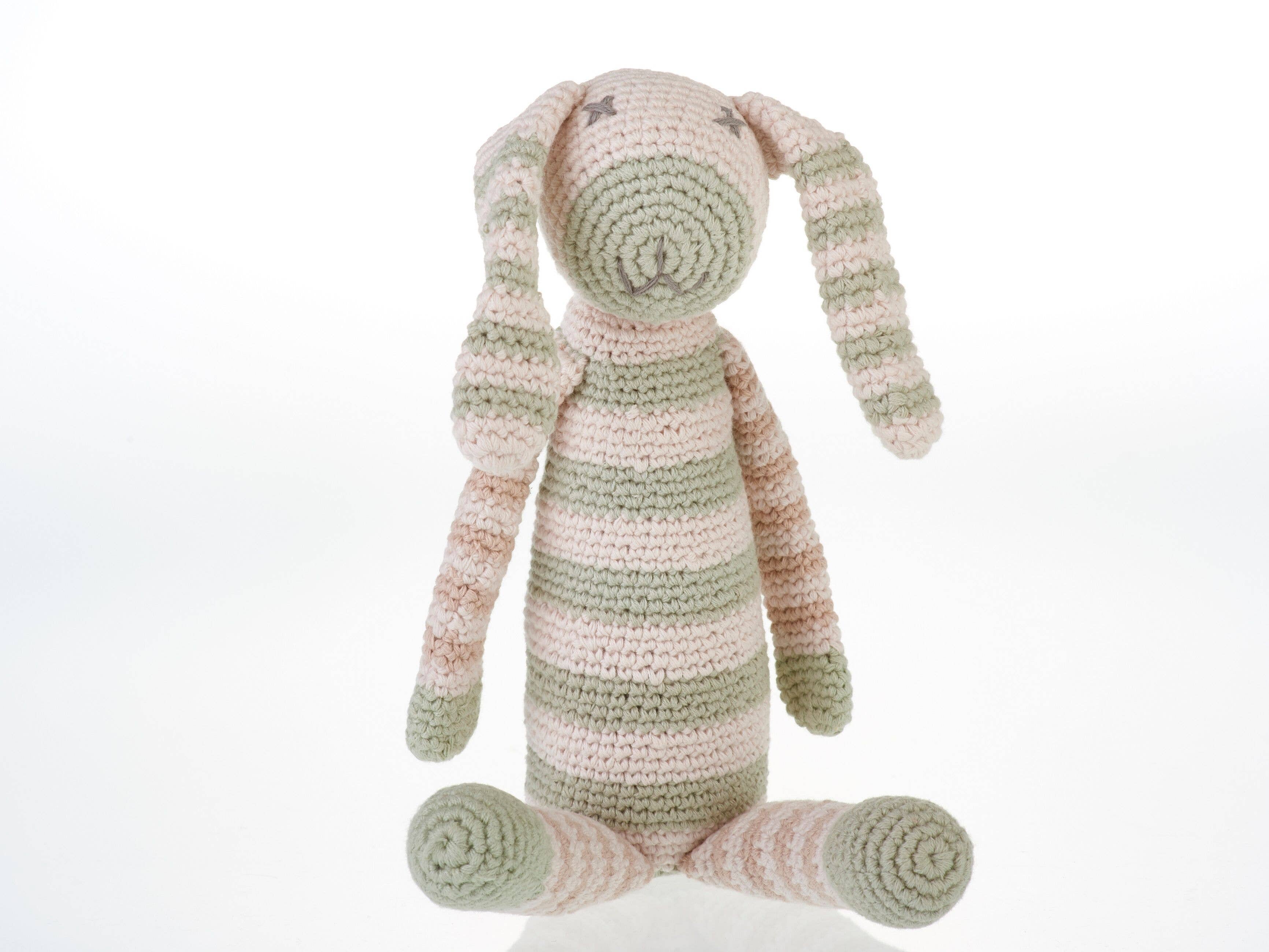 Teal Organic Stripey Bunny