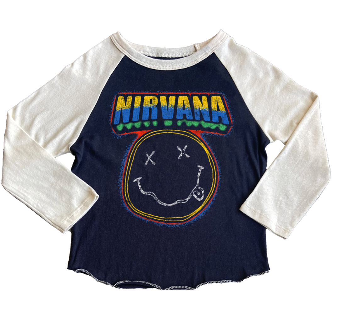 Rowdy Sprout Nirvana Smiley Recycled Raglan
