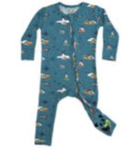 Bellabu Bear Teal Nautical Bamboo Onesie / Pajama