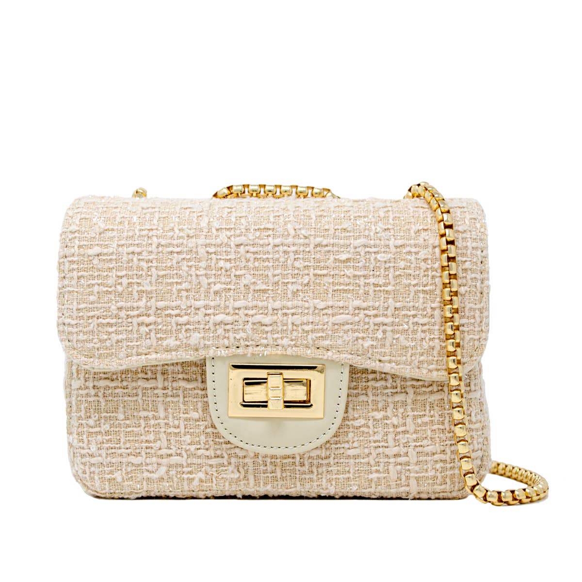 Cream Classic Tweed Handbag Purse