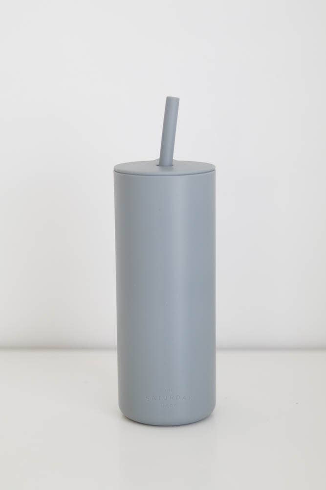 Saturday Baby Adult Silicone Straw Cup- sky blue