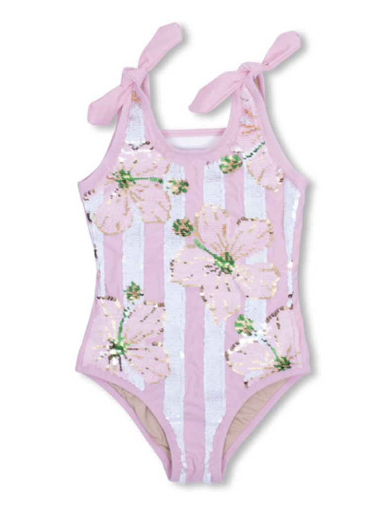 Shade Critters Flip Sequin one piece Hibiscus Stripe