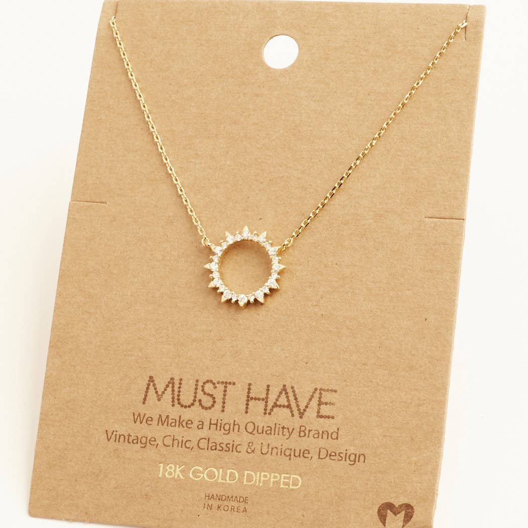 Sun Round Cubi Zirconia  Pendant Necklace