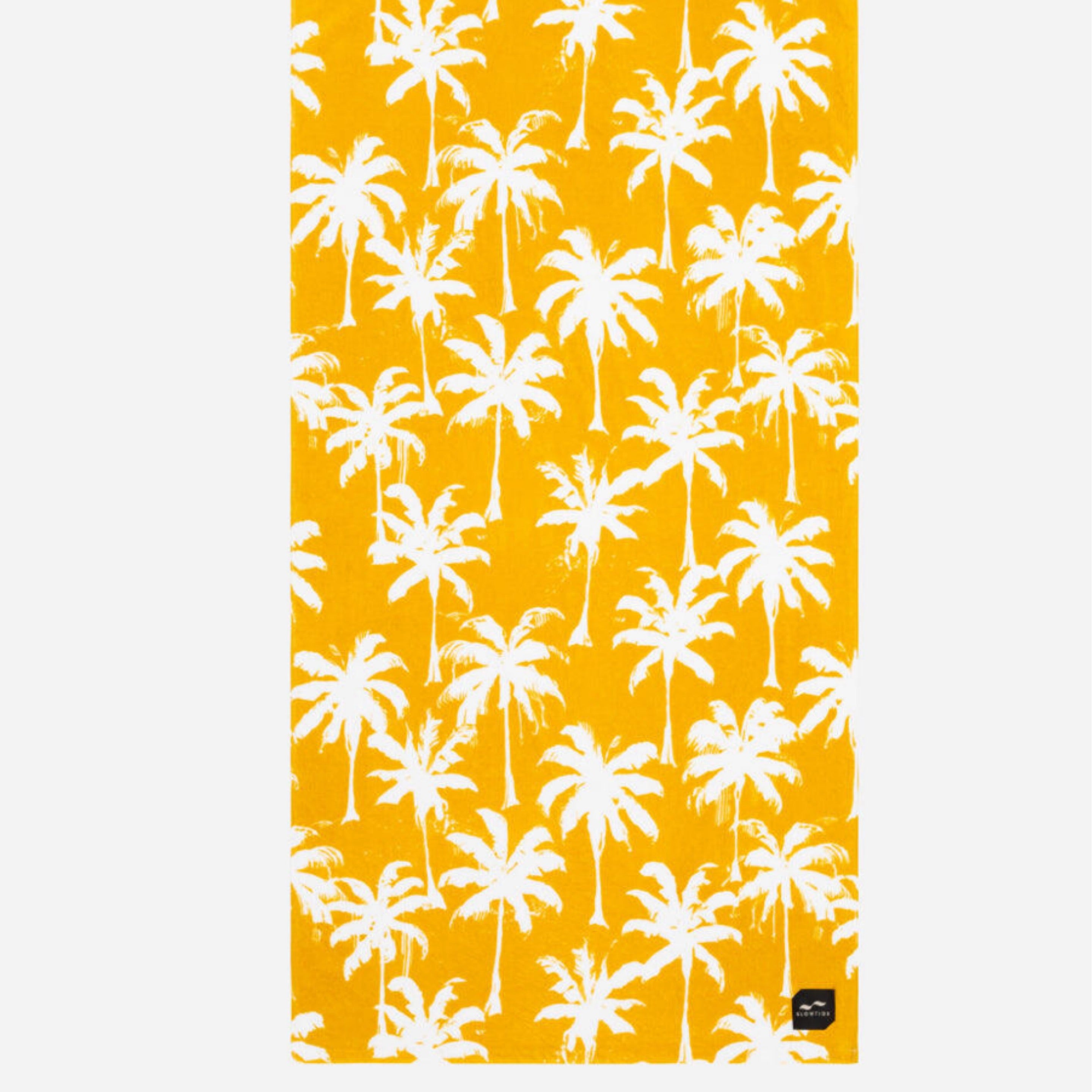 Slowtide Yellow and White Palm Tree Beach Towel