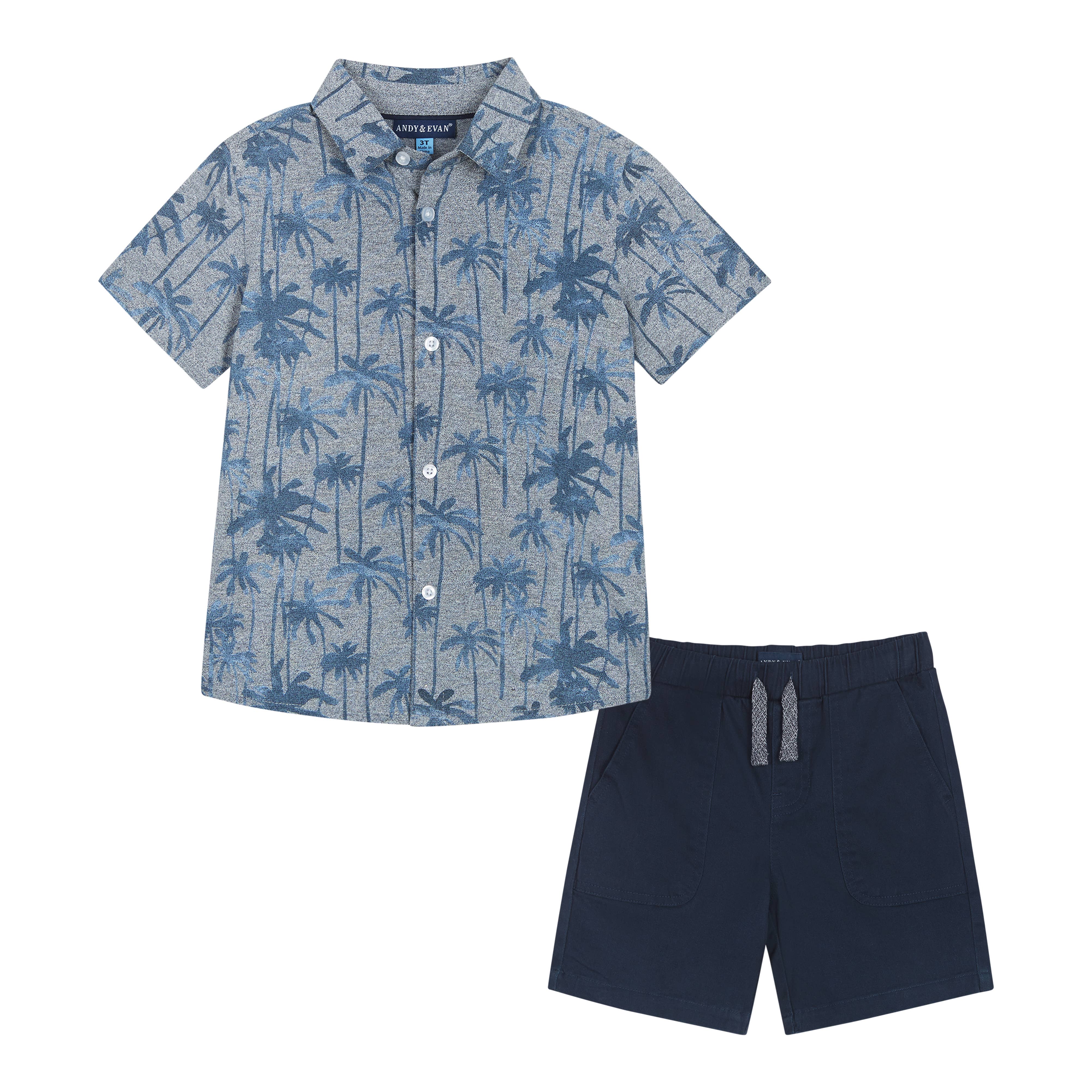Andy and Evan Knit Buttondown Set - Blue Tie Dye