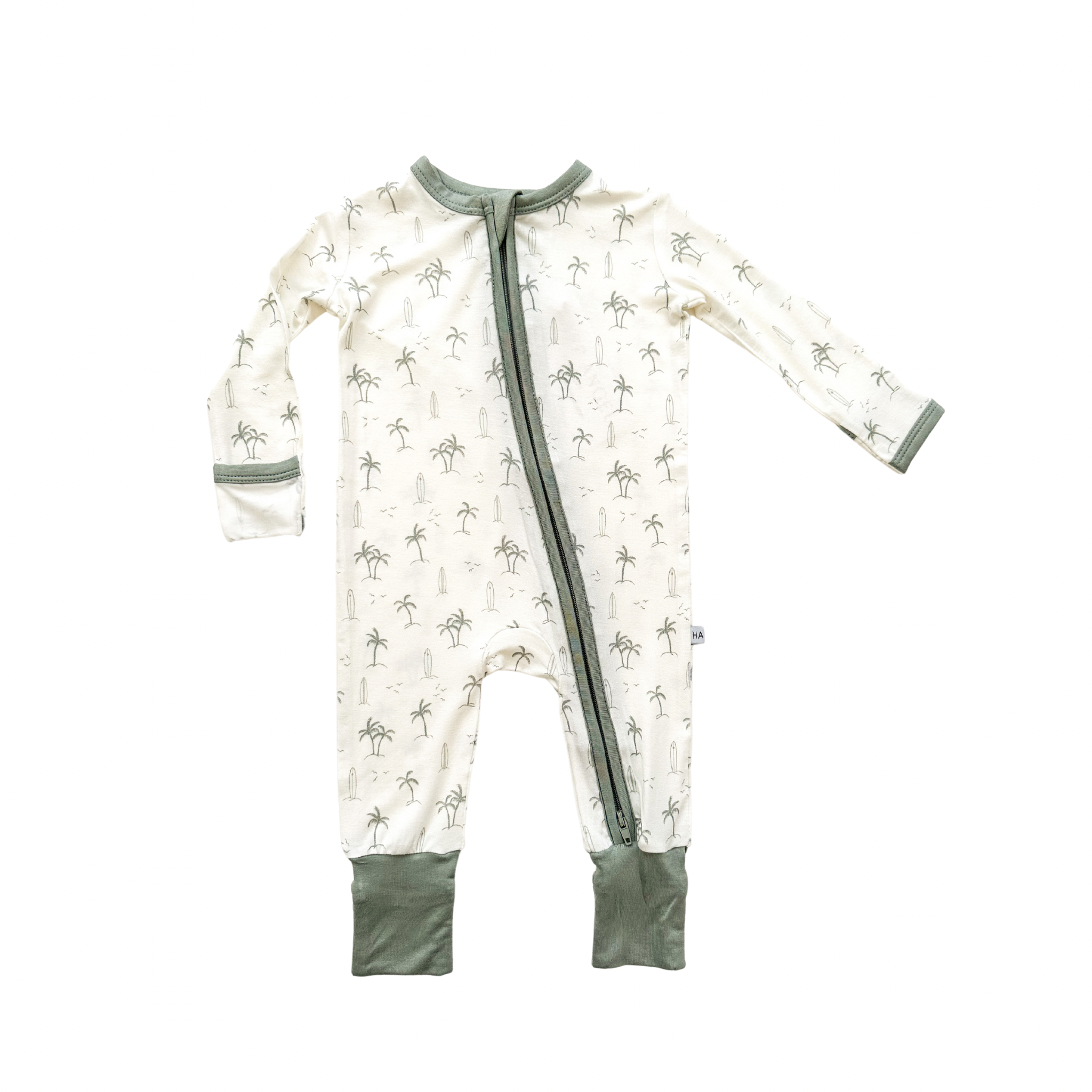 Harp Angel Zipper Romper - Palm Beach