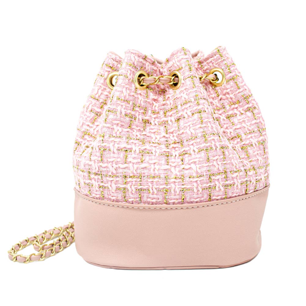 Tweed Drawstring Backpack Bag
