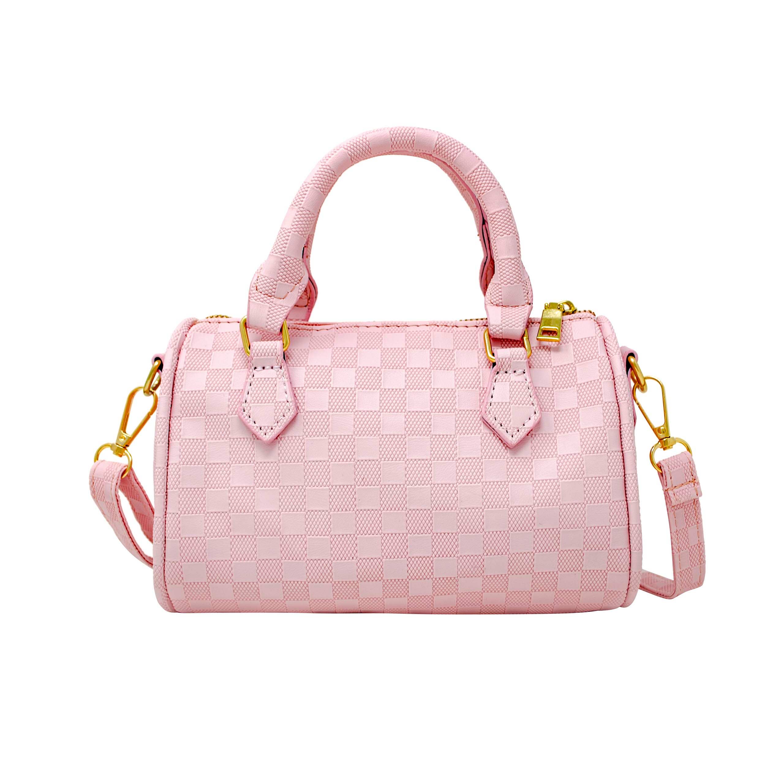 Checkered Canvas Duffle Purse