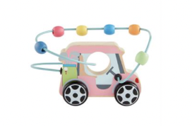 Pink Wood Golf Cart Abacus Toy