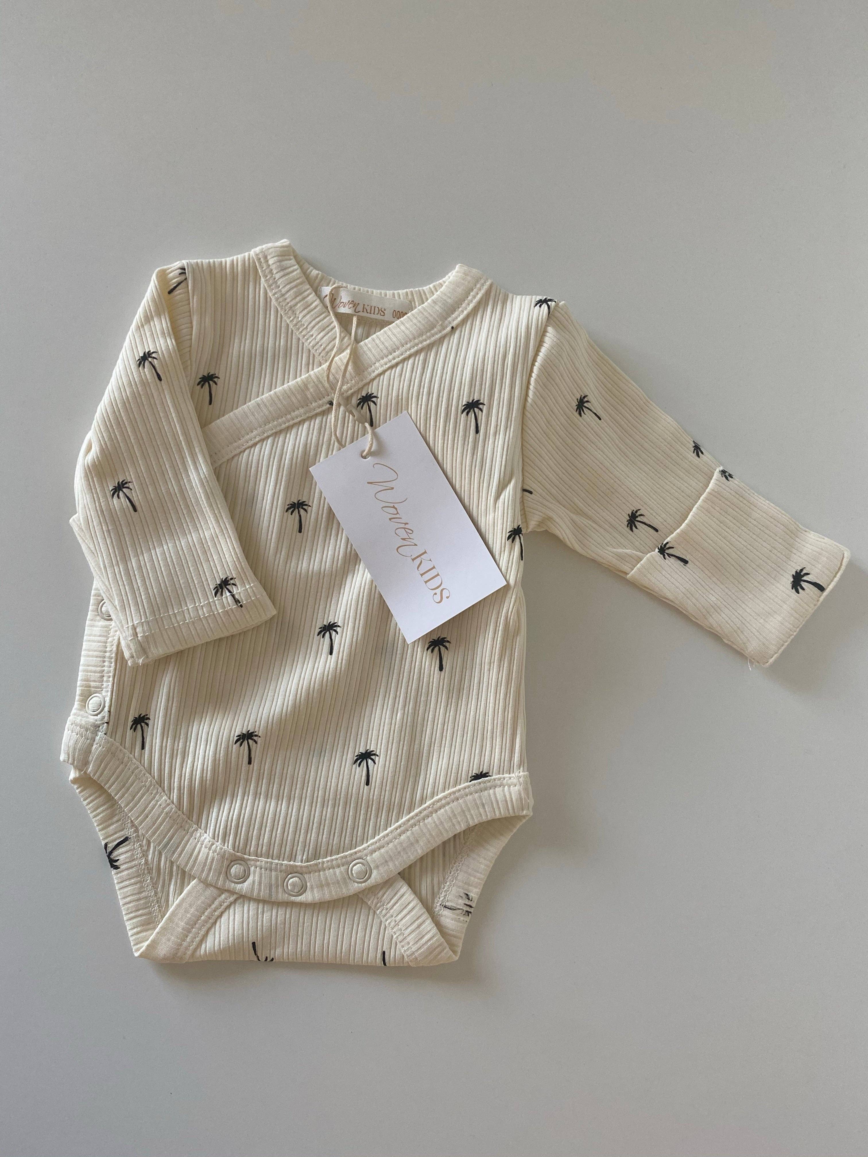 Woven Kids Ribbed Kimono - Palm Tree