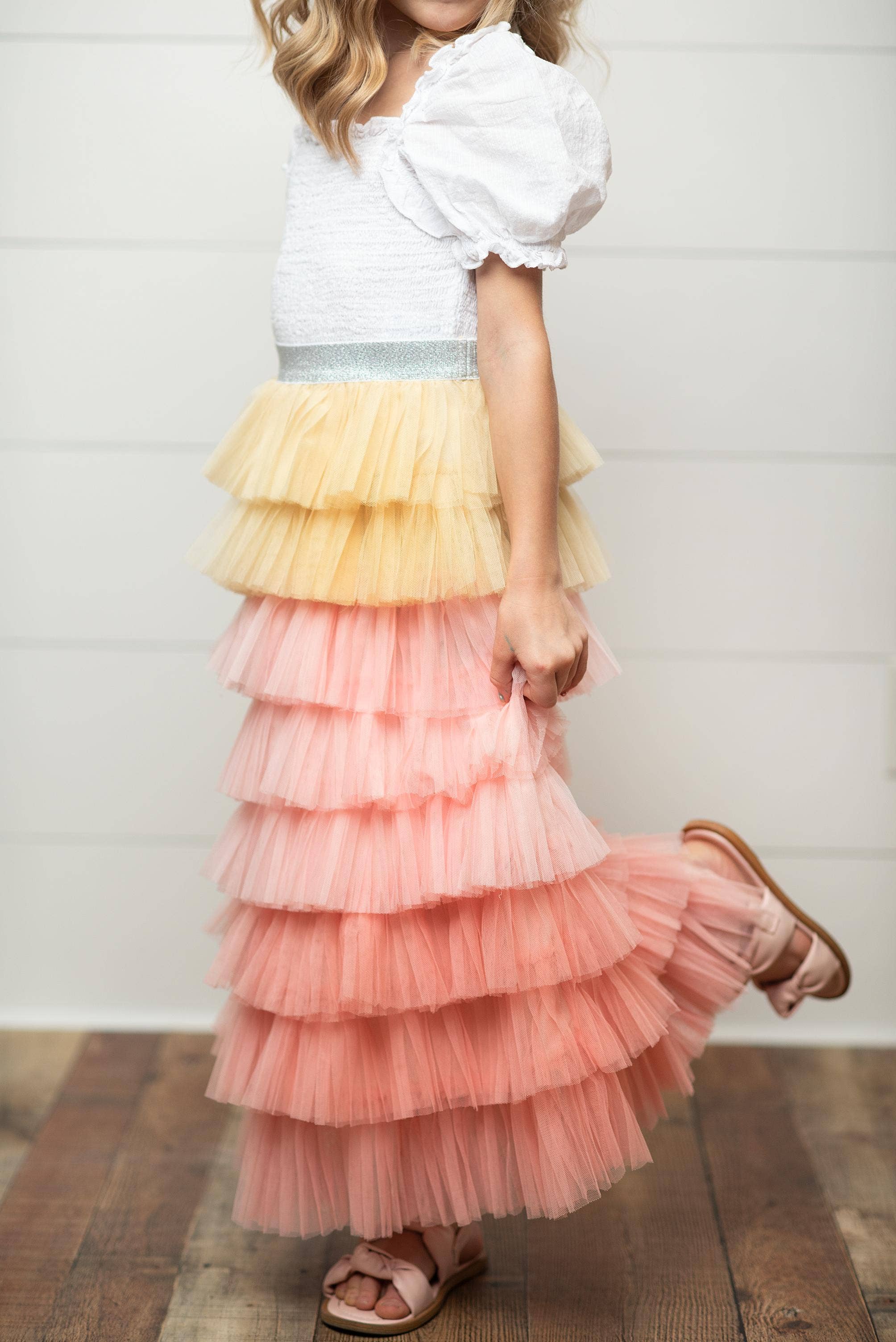 Oopsie Daisy Peach Ombre Tiered Tulle Fancy Party Skirt