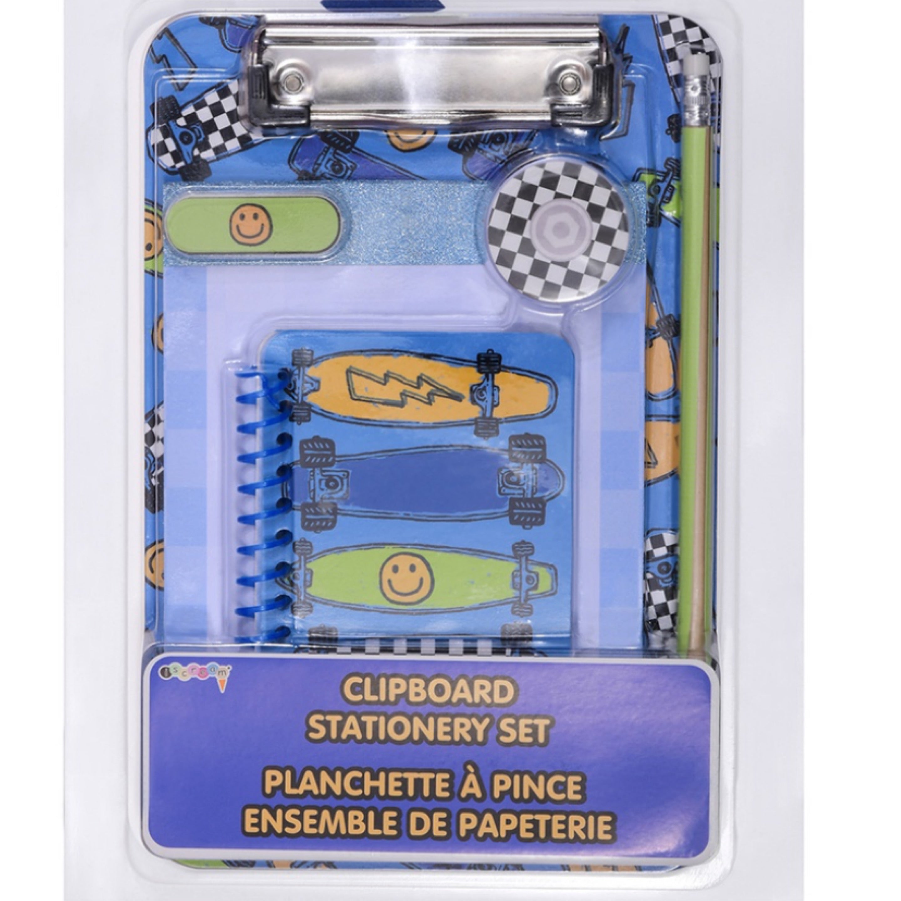 Iscream Skateboard Clipboard Stationery Set