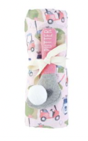 Pink Golf Muslin Swaddle and Rattle Set