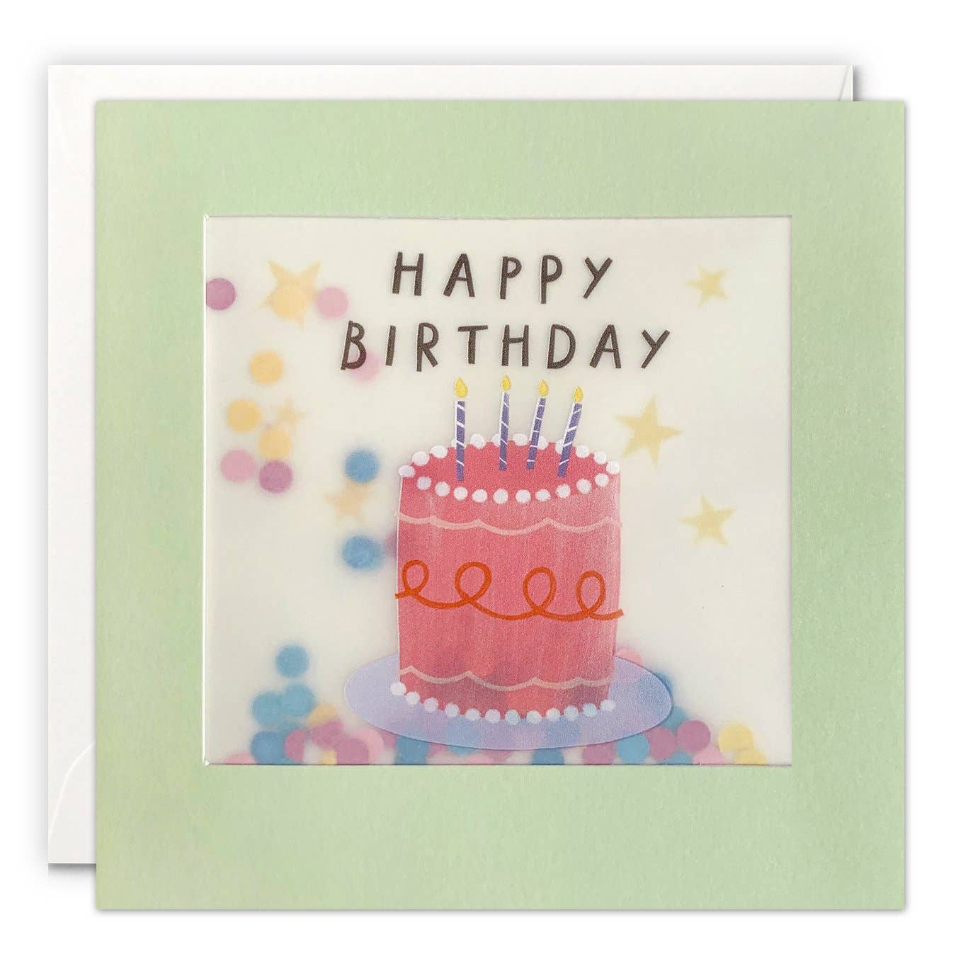 Pink Birthday Cake Paper Confetti Greetings Card