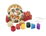 Orange Wood Dinosaur Shape Sorter Pull Toy