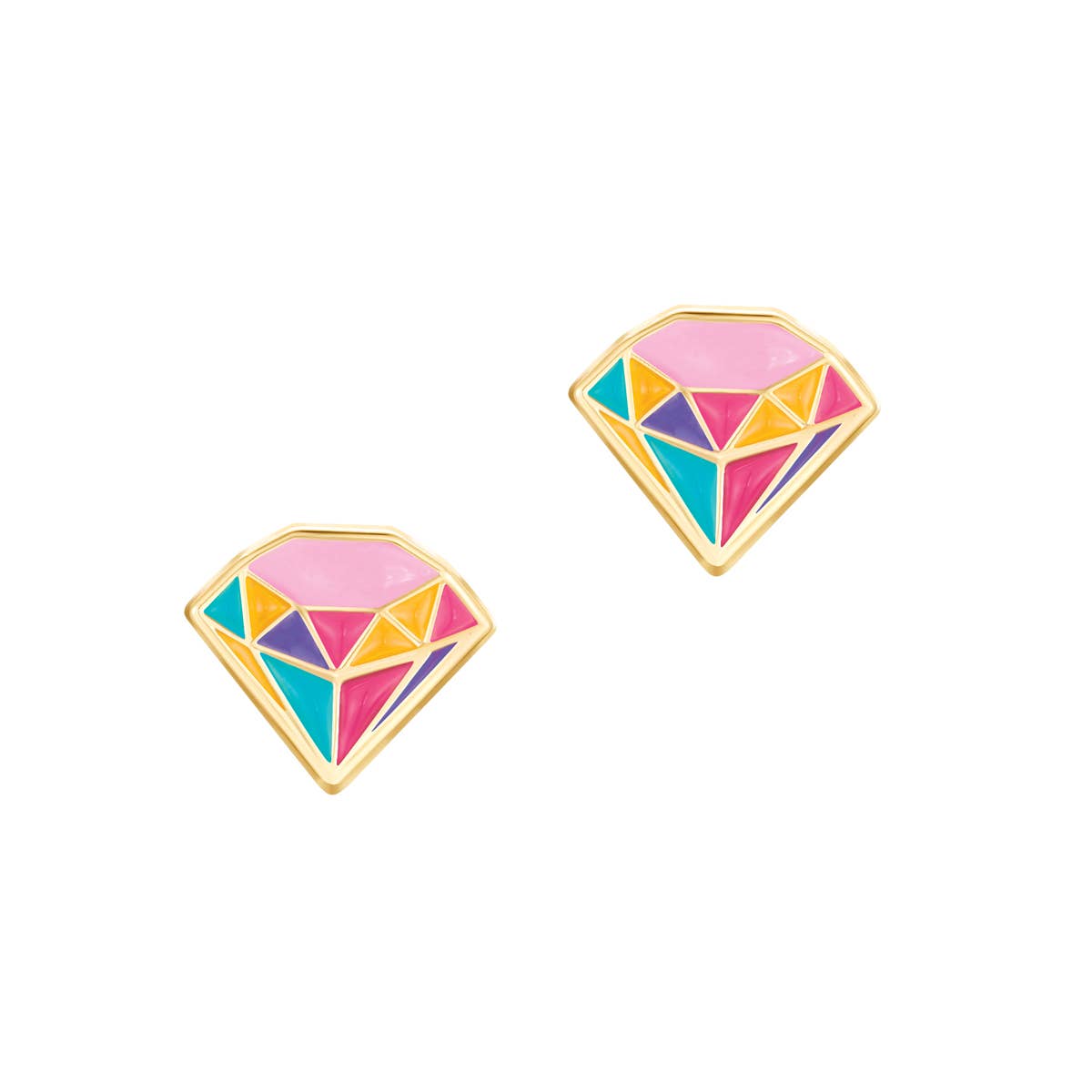 PRINCESS DIAMOND SHAPED CUTIE STUD EARRINGS