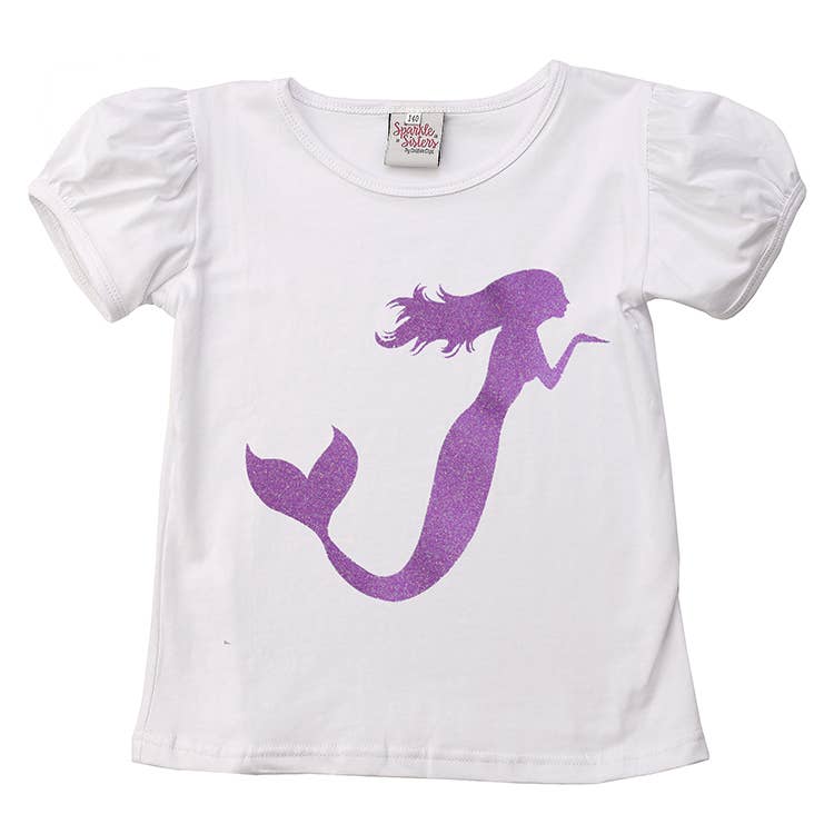 Lavender Mermaid on Puff Sleeve Shirt